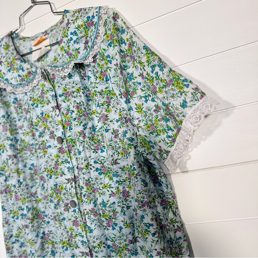 Vtg Sears women’s floral house coat dress button up Side Pocket guesstimate 16 - Picture 4 of 12